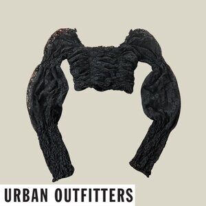 Urban Outfitters Korina lace puff sleeve crop top in black (M)